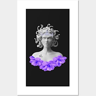 Medusa Gorgon Greek Mythology Purple Floral Posters and Art